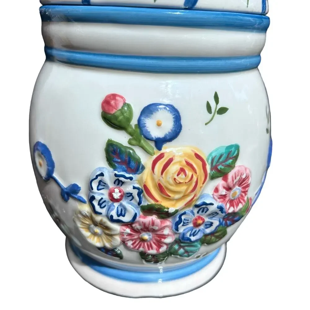Laura Ashley ceramic‎ Jar vintage floral cottagecore multicolor flour tea cookie